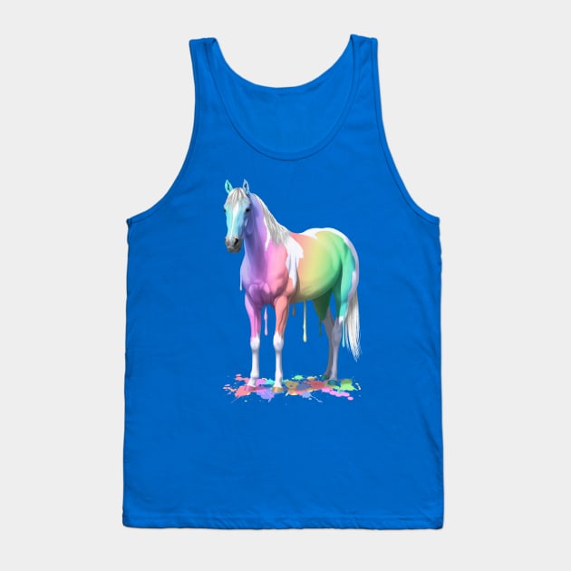 Pastel Rainbow Colors Wet Paint Pinto Horse Tank Top by csforest